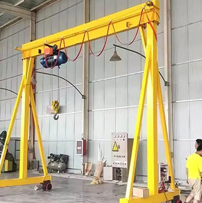 1 2 3 5 10 12 T height adjustable steel portable mobile gantry crane by hand winch