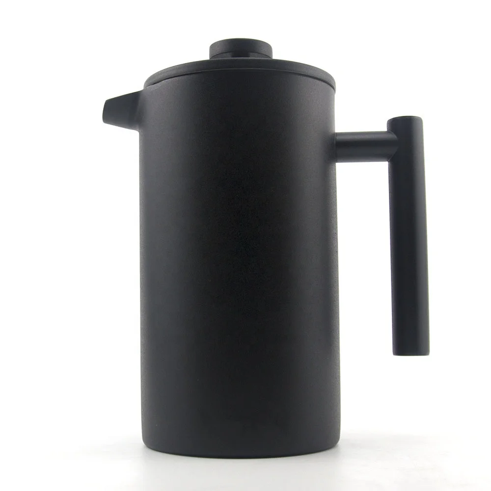 
Double Wall matt black stainless steel coffee french press 
