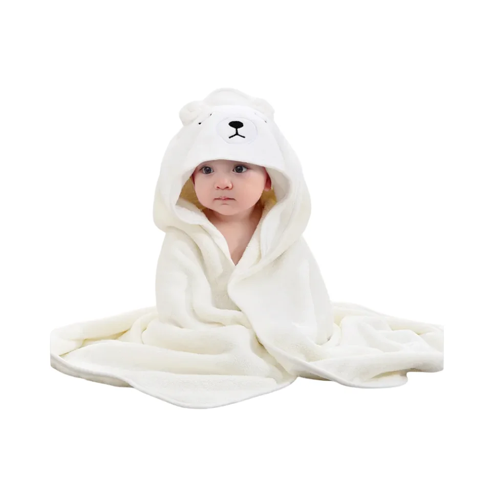 Children Animal Design Kids Bath Towel Soft Absorbent Velvet Coral Fleece Baby Hooded Bath Towel
