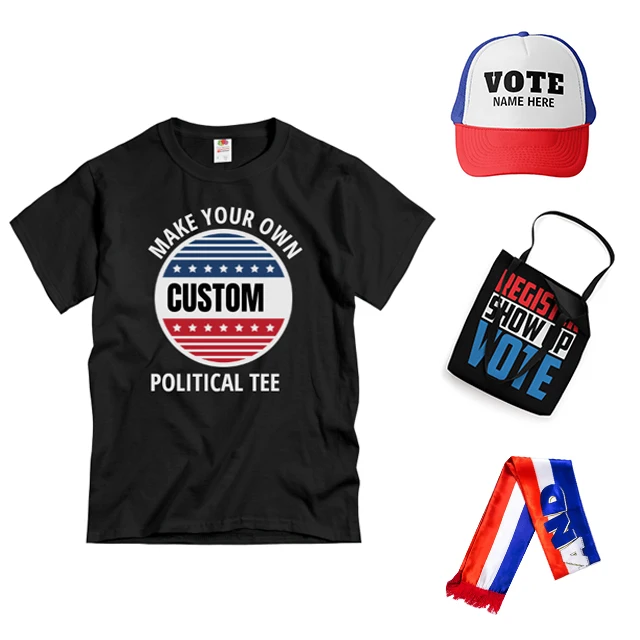 marketing election campaign flag umbrella t shirt hat bag materials advertising political campaign items