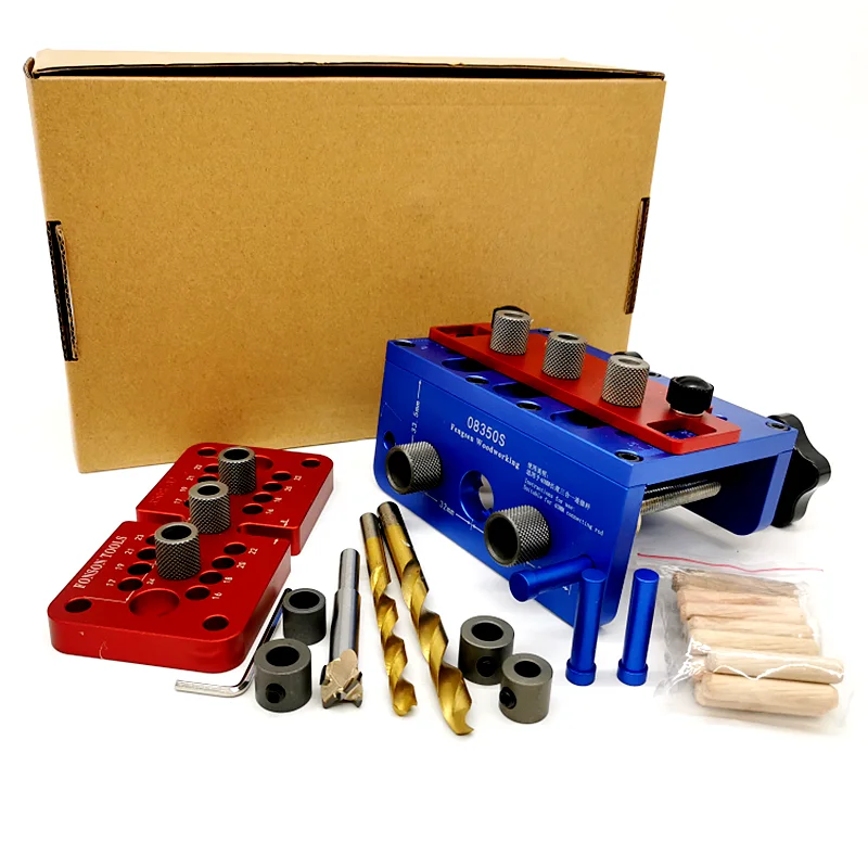 3 In 1 Dowelling Jig Joinery System Kit Woodworking Drilling Locator Hole Puncher Set Metric Dowel Fixture Wood Splicing Tools