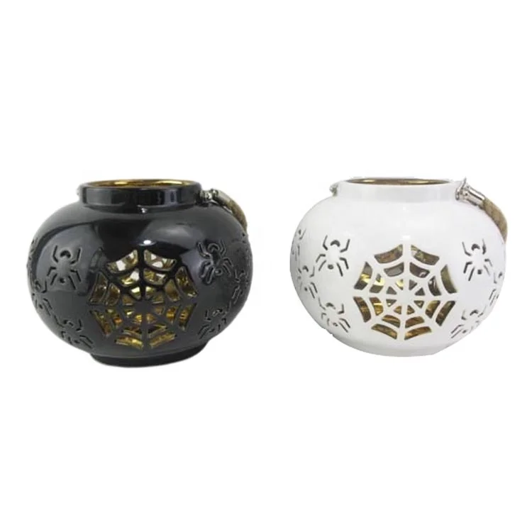 Осеннее украшение для приправ, подарок, керамический светильник на Хэллоуин, подсвечник в виде тыквы, подвесной цилиндрический светодиодный светильник