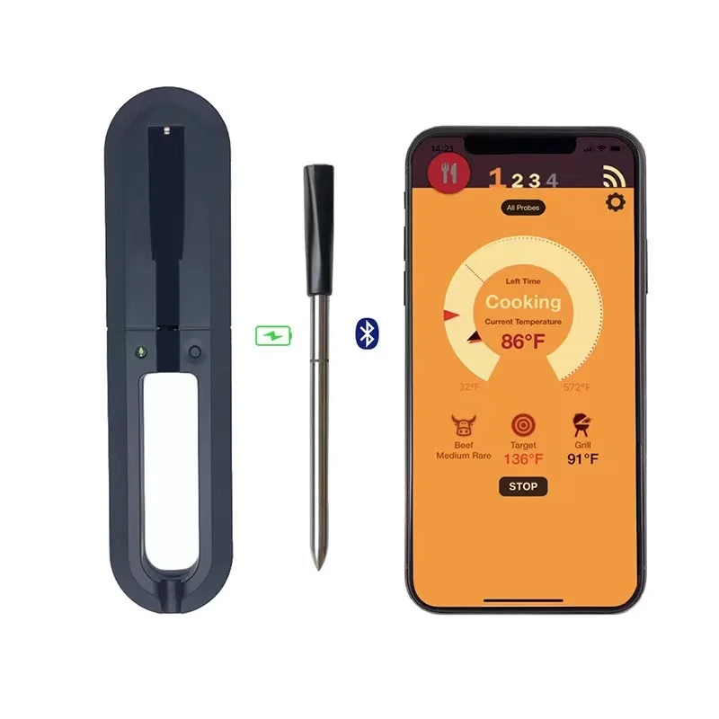 Hot selling new smart phone Bluetooth barbecue thermometer / oven food waterproof barbecue thermometer / wireless passive oven