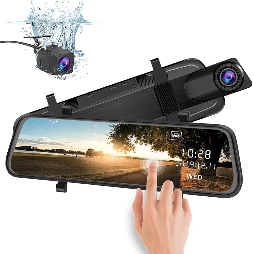 Car DVR Black Box 1080P+1080P HD dual recording rearview mirror reversing image and two cameras tripple lens car dash cam