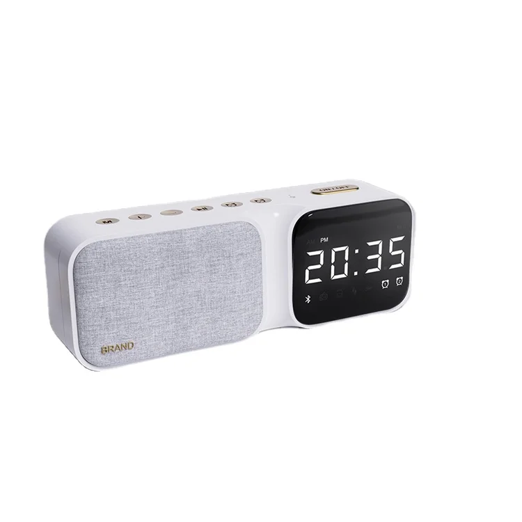 Digital Alarm Clock Radio with Wireless BT Speaker USB Charging Port AUX TF Card Play FM Radio Dual Alarm Temperature LED