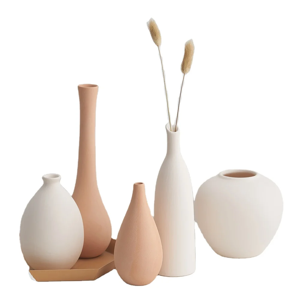 Home Living Room Decoration Ceramic Vase Dried Flowers Arrangement Nordic Style Minimalist Decor
