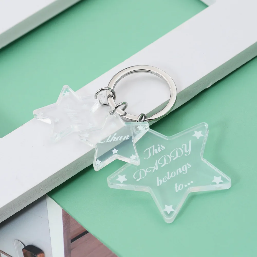 Customized Acrylic Keychain with Transparent Star Pendant and Name