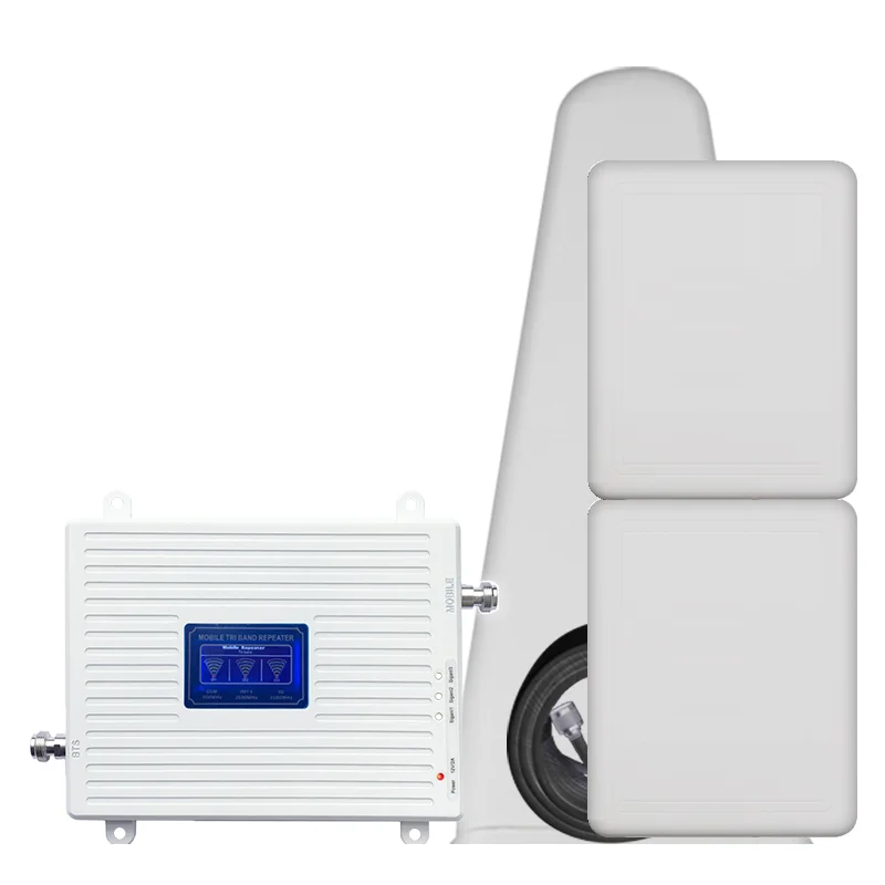 Europe 5 days Delivery HWATEL 4G Signal Booster 3-band 900 1800 2100MHz 4G Amplifier Repeater LOG Panel Antenna Fullkit