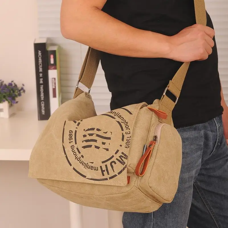 
Wholesale canvas sling bag men messenger crossbody bag 
