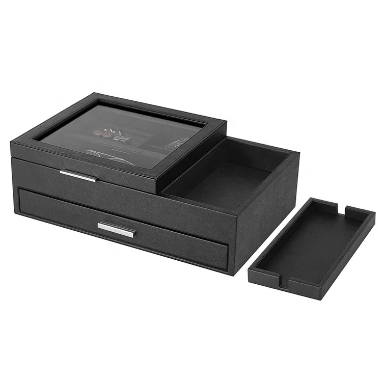 antique custom wholesale luxury leather man watch cufflink box personalised catchall tray for men accessories organizer