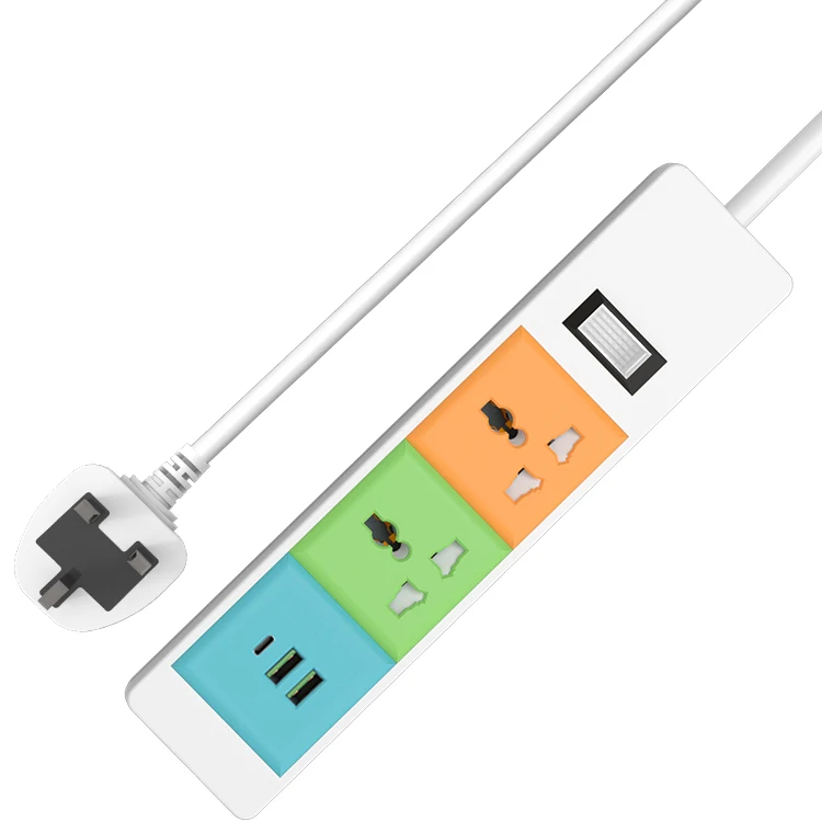 Factory wholesale 2 way power plug extension board with USB c port electric socket extension tabletop Power Strip