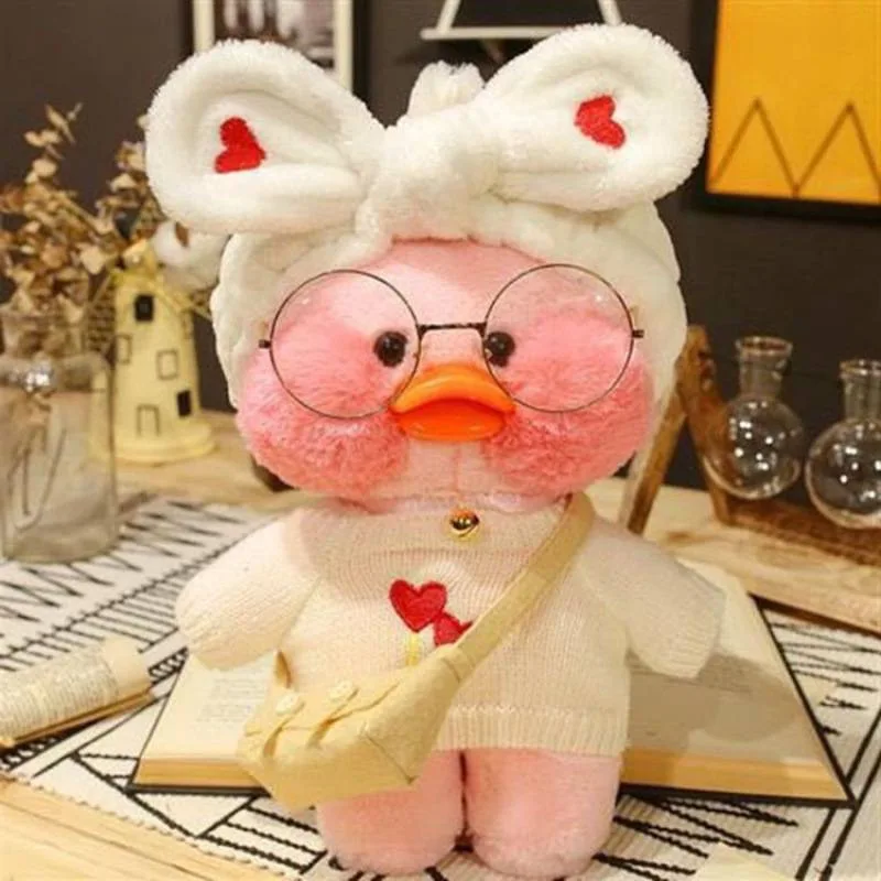 12 Inches Stuffed Duck Doll Stuffed Animal Popular Toy for Girl Yellow Pink White Plush Duck Toy in Clothes lalafanfan