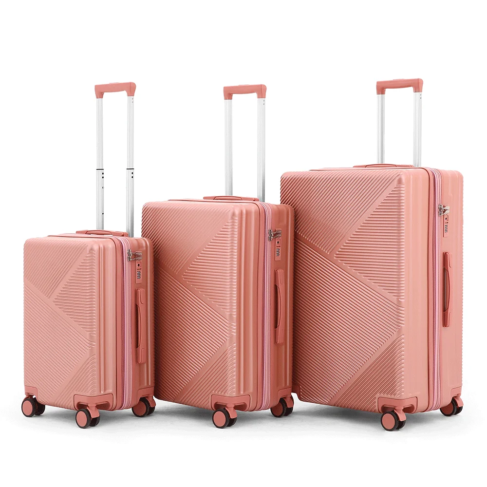 Customized Logo 3 piece set printed ABS hard shell luggage men travel set bag PC trolley bag outdoor koffer