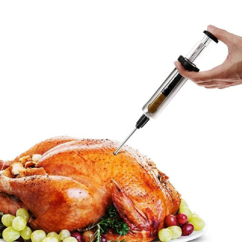 Large 304Stainless Steel Turkey BBQ Quick Meat Needle Sauces Flavor Marinade Injector Syringe