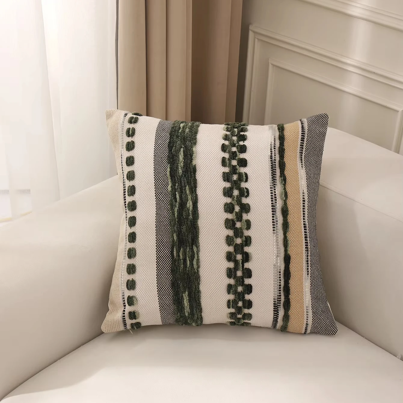 Factory Fall Pillow Covers Linen Pillow Case Cover Chenille Stripe Jacquard Cushion Cover