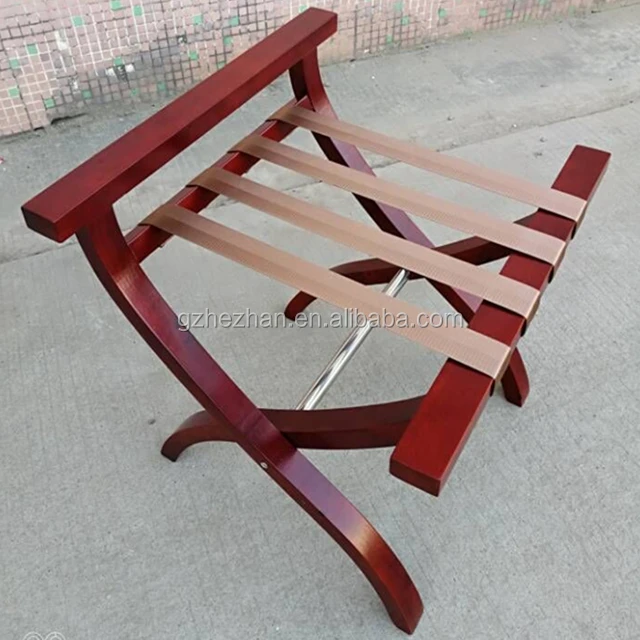 
Mahogany Hotel Guestroom Wooden Suitcase Luggage Rack Wooden Hotel Furniture 