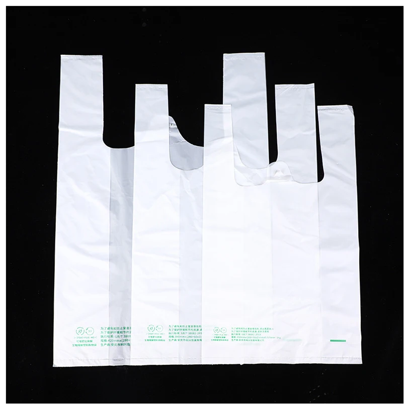 Новый экологически чистый биоразлагаемый HDPE LDPE боковые нарукавники для майки с логотипом на заказ пластиковые сумки переноски