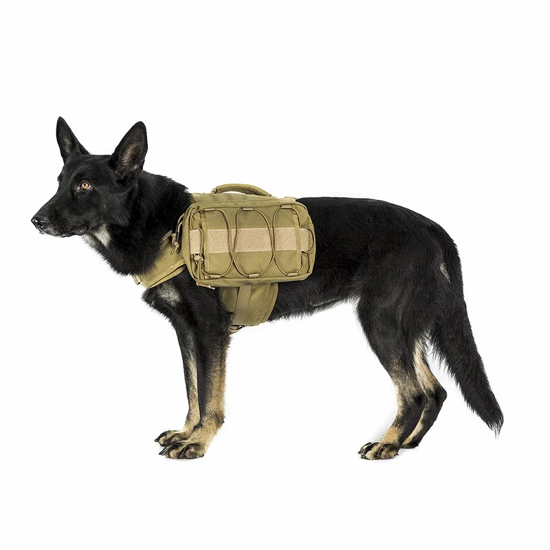 Rucksack cotton canvas dog saddle backpack,Travel camping canvas saddle bag military tactical dog harness