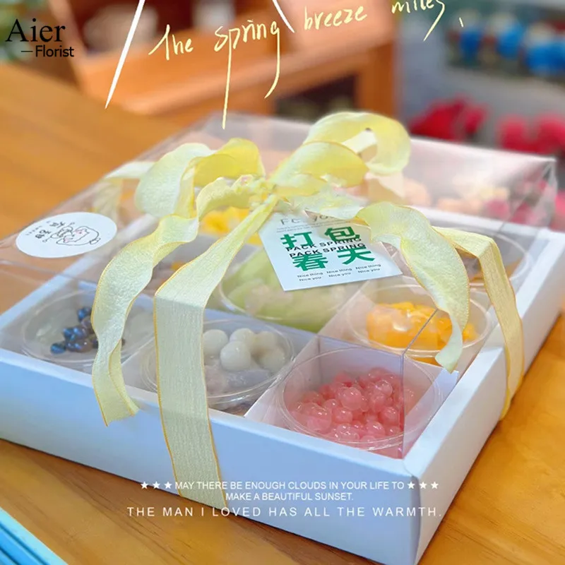 Aierflorist 2023 Hotselling Lattice Dessert Packaging Box Fruit Packing Box Mousse Cup Cake Pastry Packaging Boxes Food Fashion