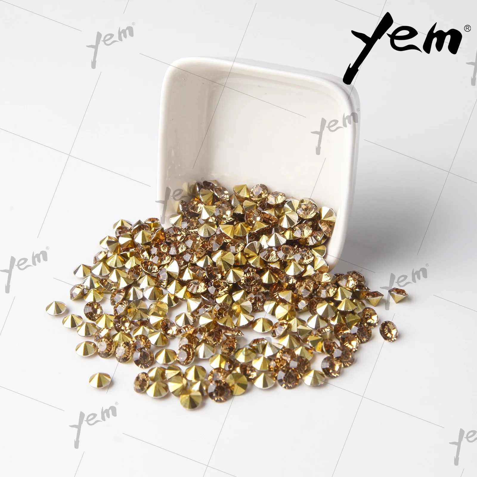 YEM Crystal Rhinestone Resin Stone LCT Color SS6 SS8 SS10 SS12 SS14 SS16 SS45 Pointed Back Non Hot-fix Fancy Rhinestone