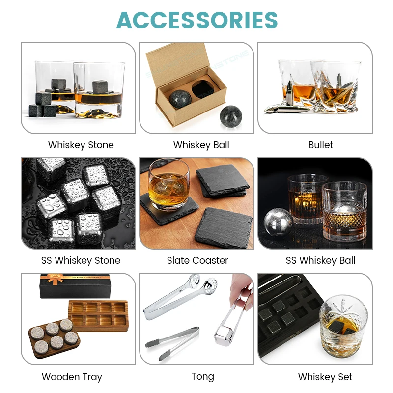 Shunstone Custom Twist Whiskey Glasses And Hip Flask Gift Set With Stainless Steel Whiskey Chiliing Stones Gift Set For Men