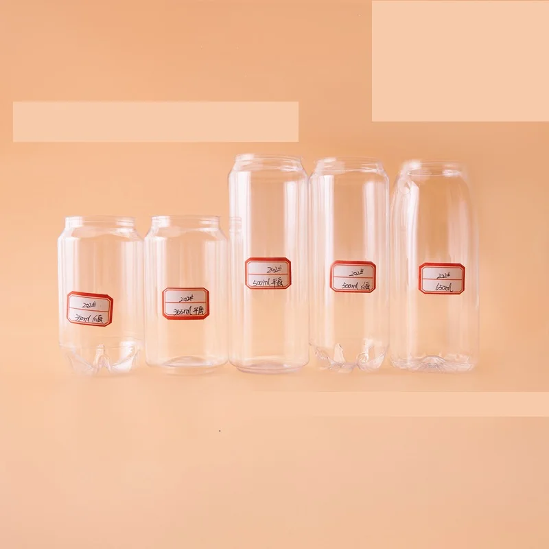 Customized 300ml 500ml Pet Can Easy Open Beverage Can Plastic Bottle Fit Sealing Machine