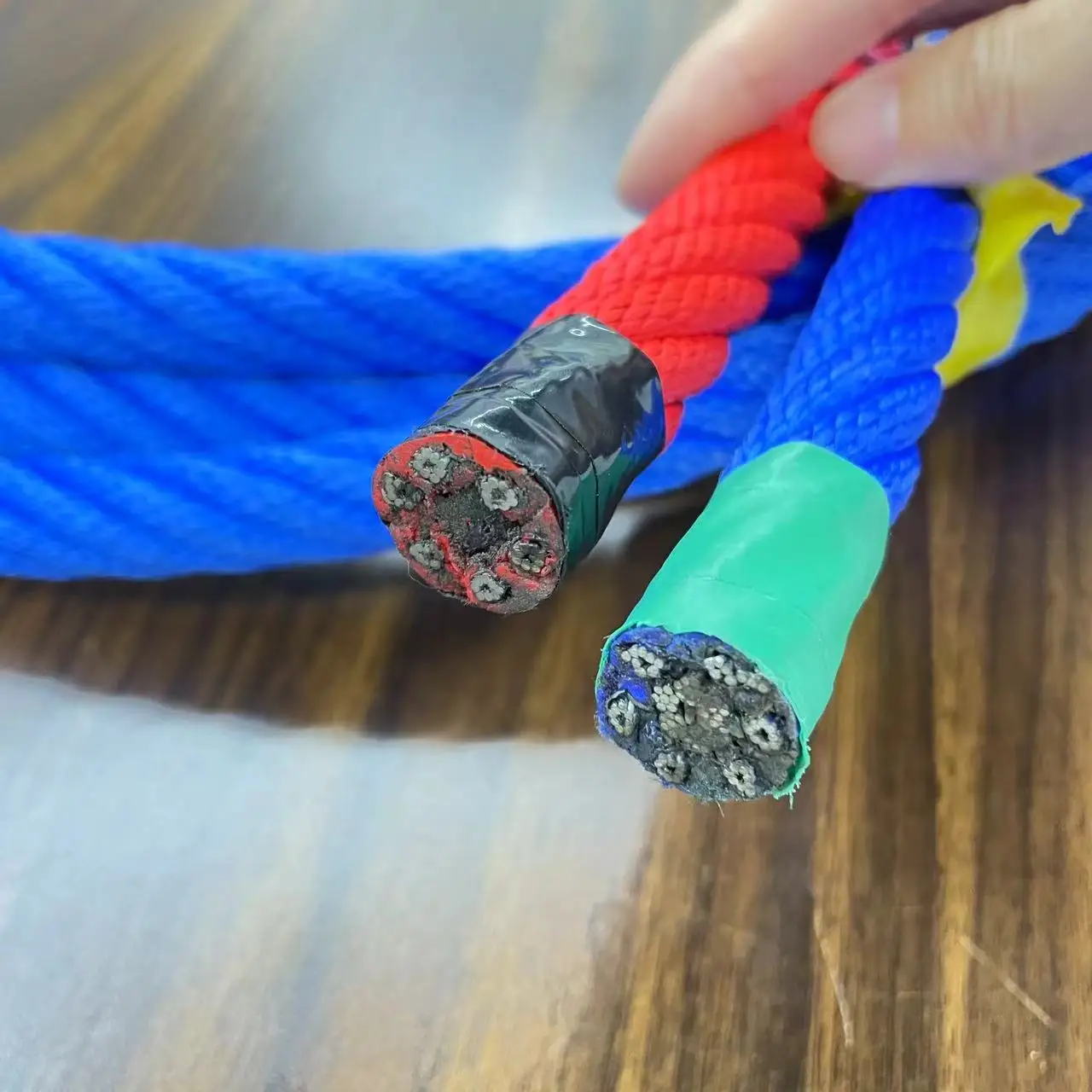 20mm PP colorful twisted reinforced wire core combination rope for playground climbing net
