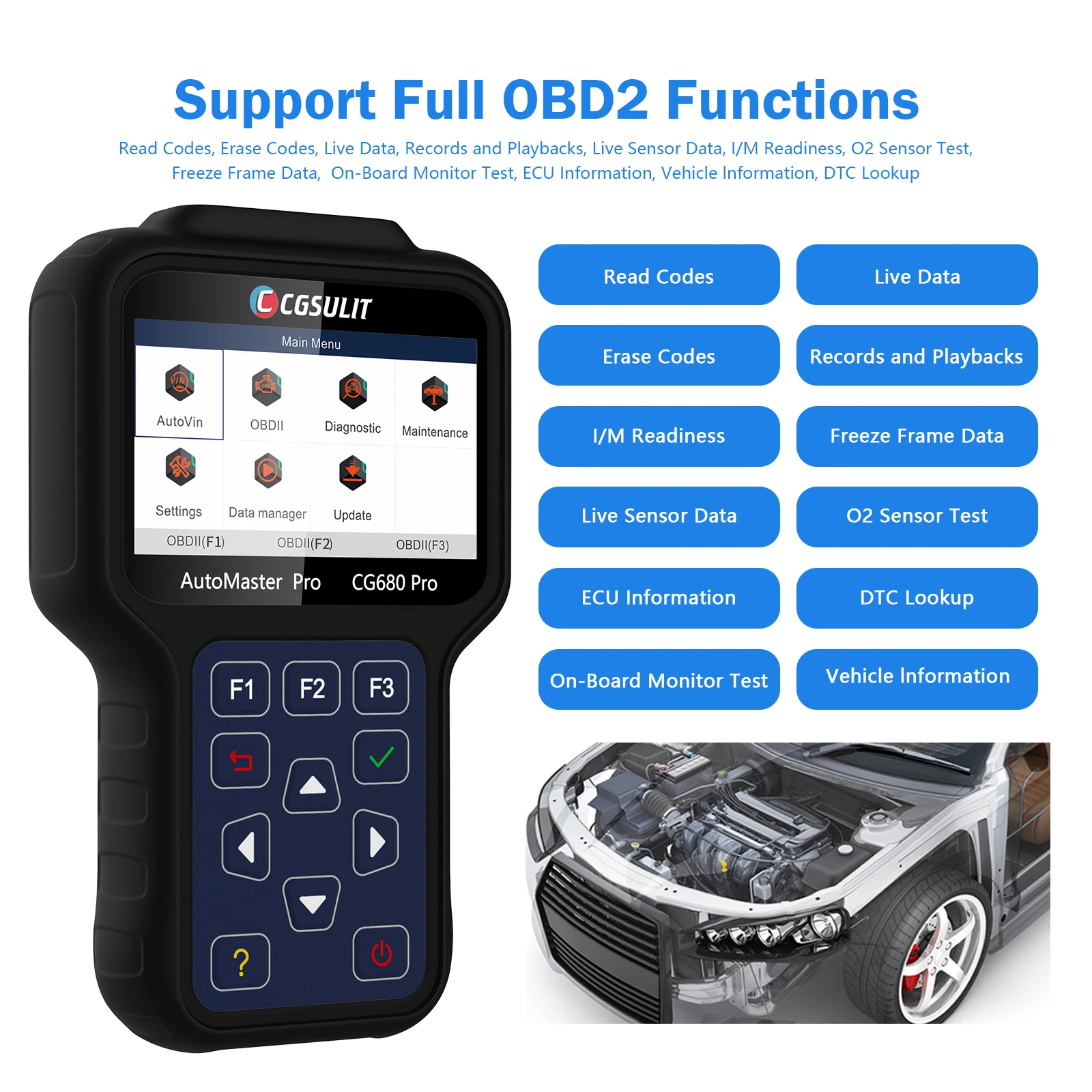 New Cgsulit CG680 Pro Full System All Makes Diagnostic Scanner