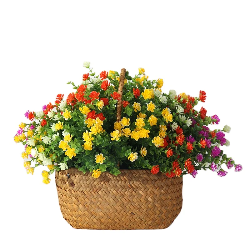 Artificial Flowers Fake Outdoor UV Resistant Boxwood Shrubs Faux Plastic Greenery Plants for Outside Hanging Planter