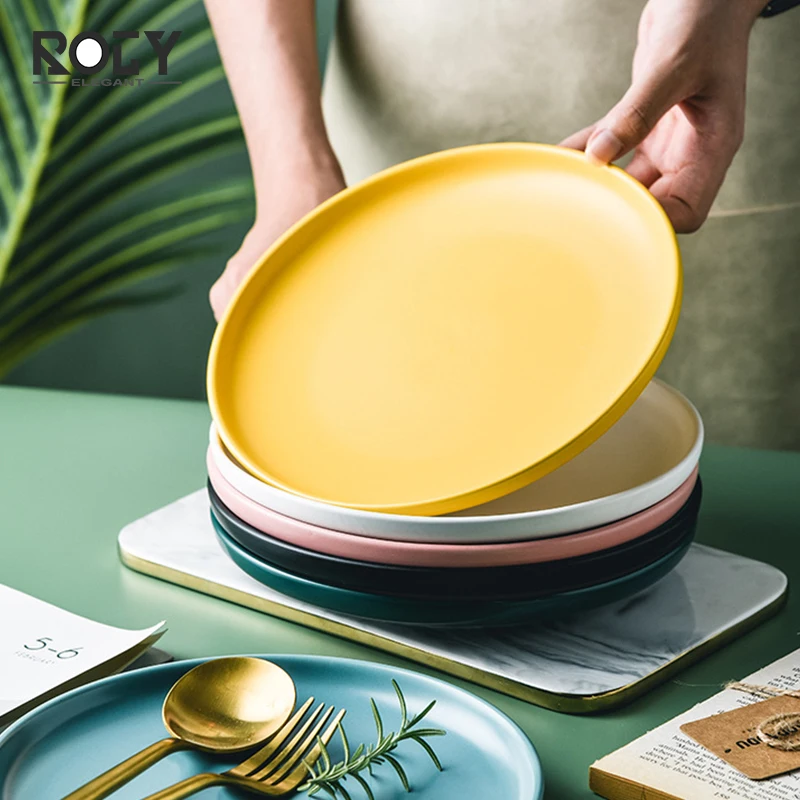 
New products multi-colored ceramic dinnerware hotel used cheap bulk dinner plates 