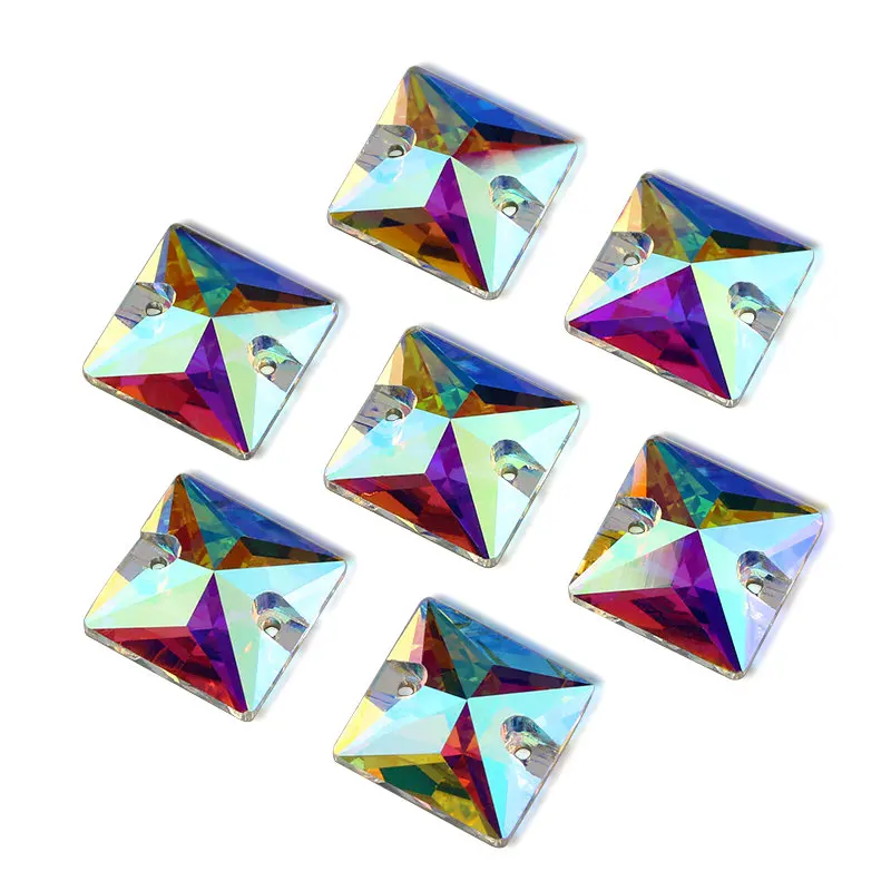 Crystal AB Square Sew on Rhinestones Crystals Sewing Flatback Rhinestone Crystal Stones Beads Craft Supplies