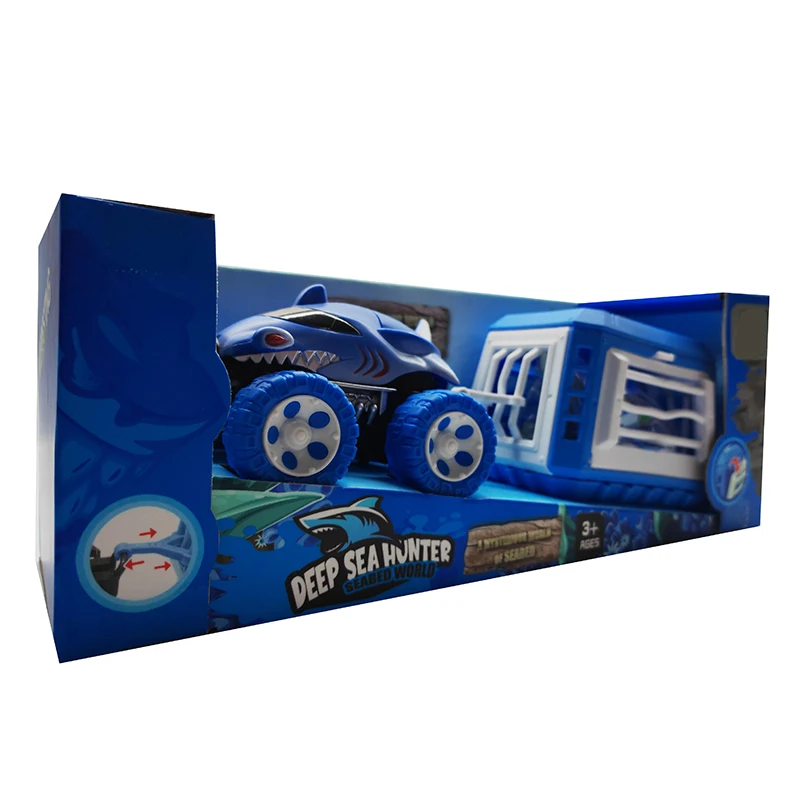 Simulation animals model inertia friction toy vehicle truck with cage