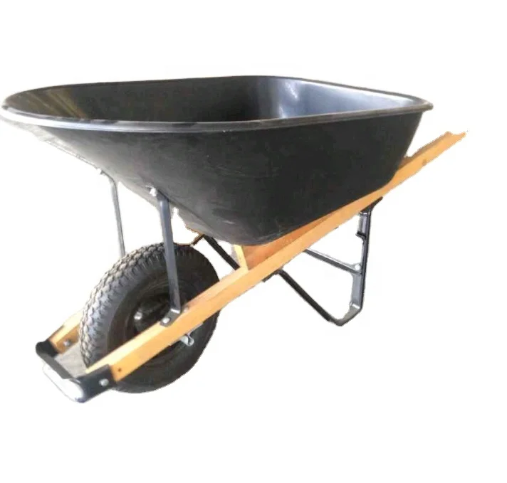 American market plastic tray wood handle PU or pneumatic wheel garden agriculture  wheelbarrow