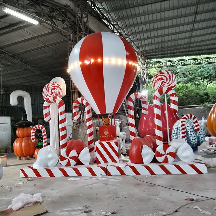 Large Fiberglass Candy Cane Lollipop Giant Christmas Balloon Decorations for shopping mall display