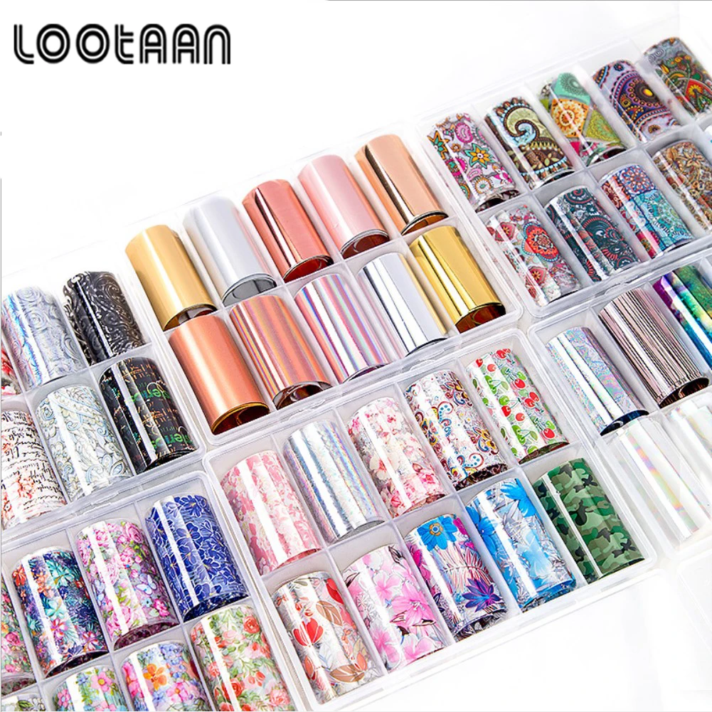 High Quality Shiny Finger Nail Foil Paper Wraps Roll Holographic Laser Transfer Foil Adhesive Nail Art Transfer Foil