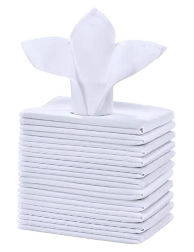 Ready Stock White Polyester Linen Table Napkins For Decoration Wedding Banquet Dinner