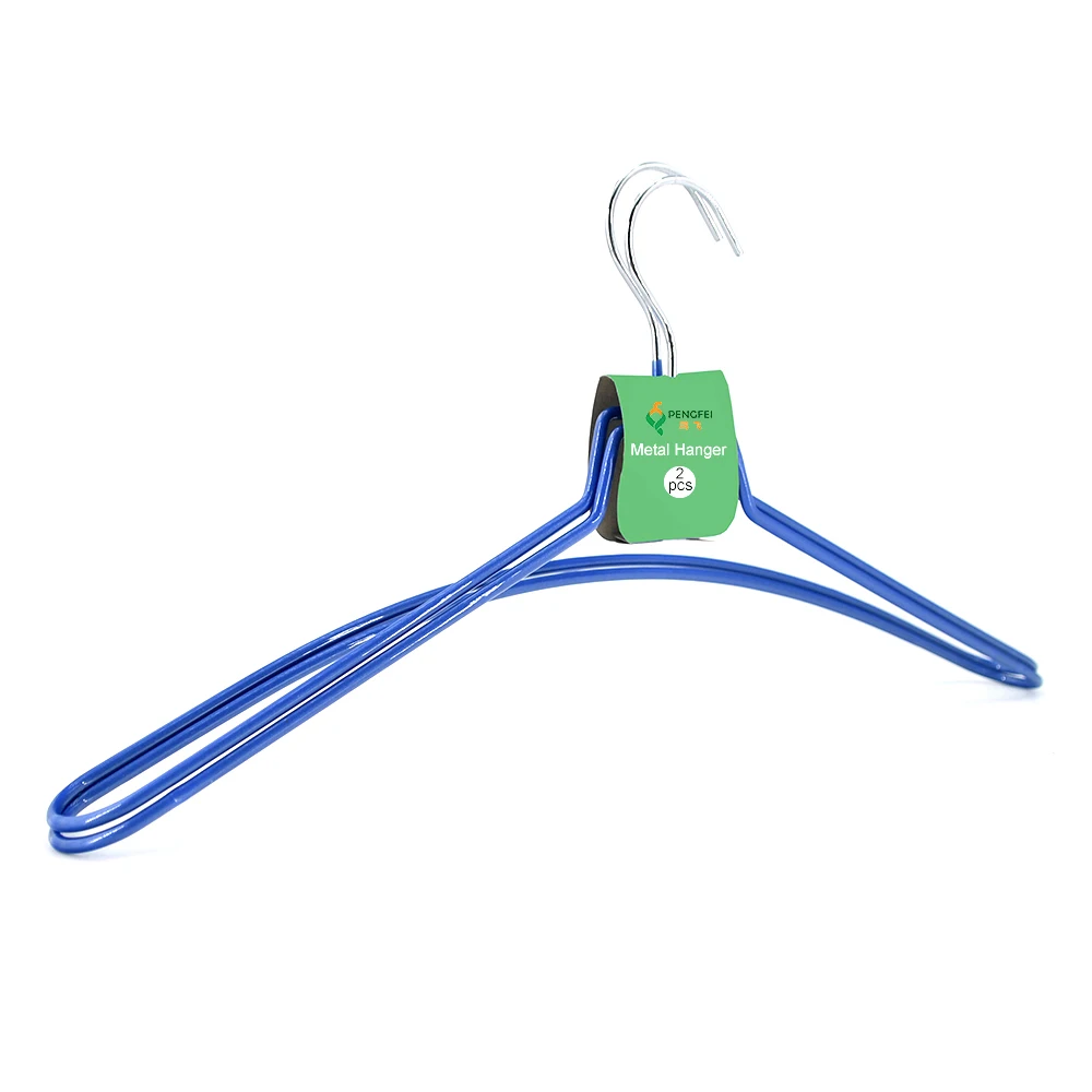 2 Pack PENGFEI Bright Color PVC Vinyl Coated Metal Wire Jacket Coat Clothes Hanger