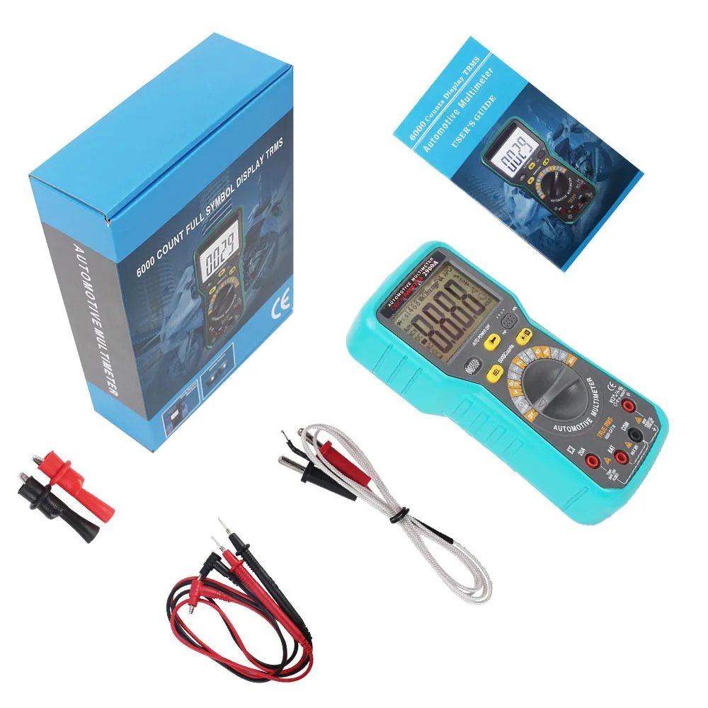 2900A Digital Multimeter 6000 Counts Dwell Angle RPM Meter AC DC Voltage Current Crystal Triode hFE Parameter Automatic Gauge