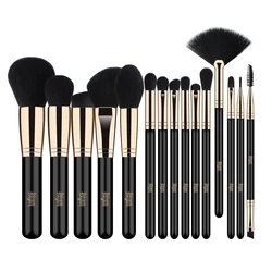 Индивидуальная фирменная торговая марка FEIYAN Factory 15 шт. черная розовая золотая ручка искусственные мягкие и плотные кисти для макияжа