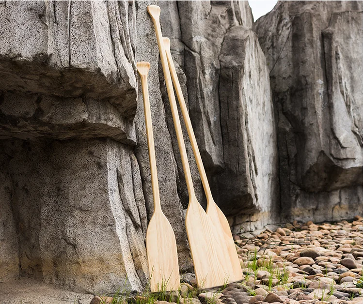 Wholesale Decoration Wooden Water Park Hand Powered Sculling Kayaking Oars Rowing Dragon Boat Paddle for Kids Adult