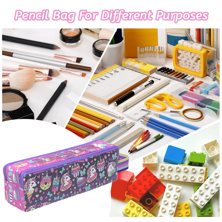 wholesale  2 zipper pencil case school pencil case bag for kids cute canvas pvc pencil case with handle