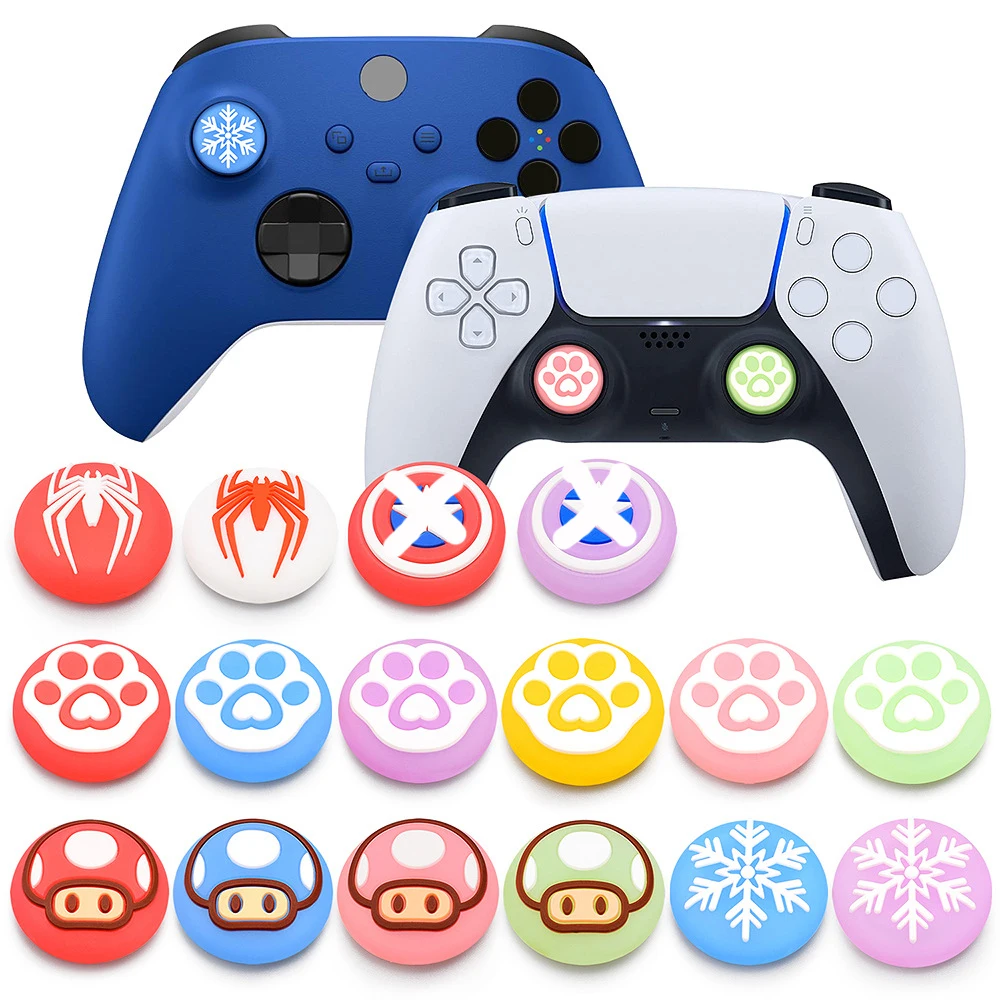Gamepad Cartoon luminous Silicone Hat For Ps4 PS5 Xbox Control console Handle Rocker Button Protection Case Shell Covers