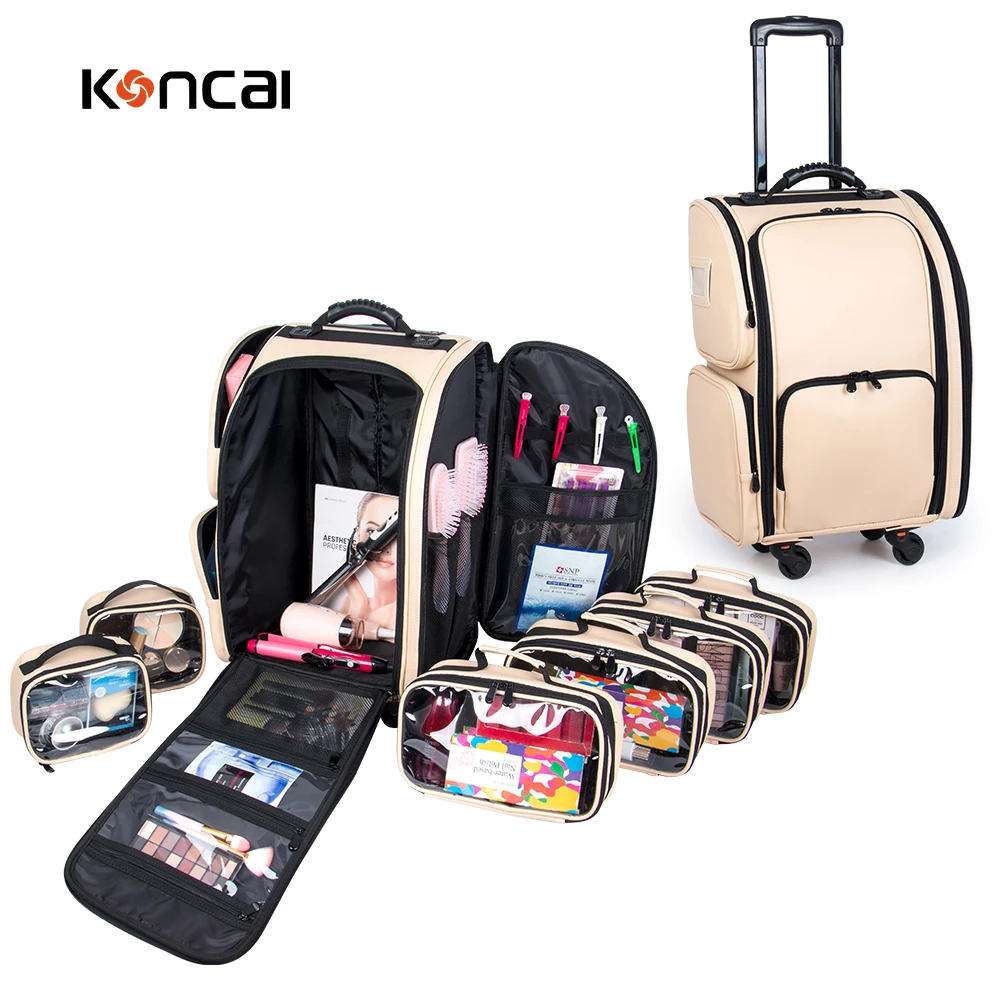 Professional Rolling Cosmetics Suitcase Train Artist Train Case Large Travel Make Up Organizer Makeup Trolley Bag