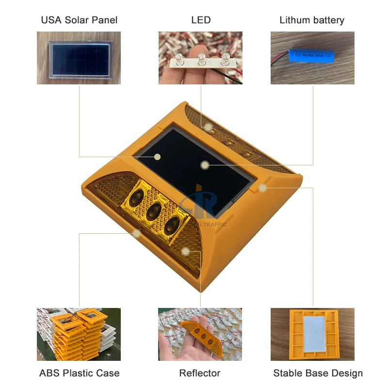 highway raised pavement traffic safety reflective cast cat eye light stud path marker 8 led 30t plastic solar road stud