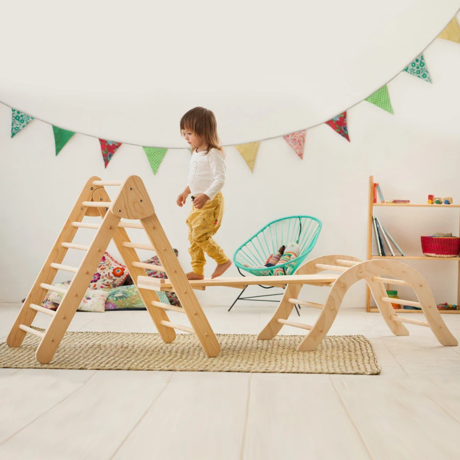 
Kids Climbing Ladder Climbing Frame Foldable Pikler Triangle Wooden Playground School Furniture Supplies Daycare Furniture 