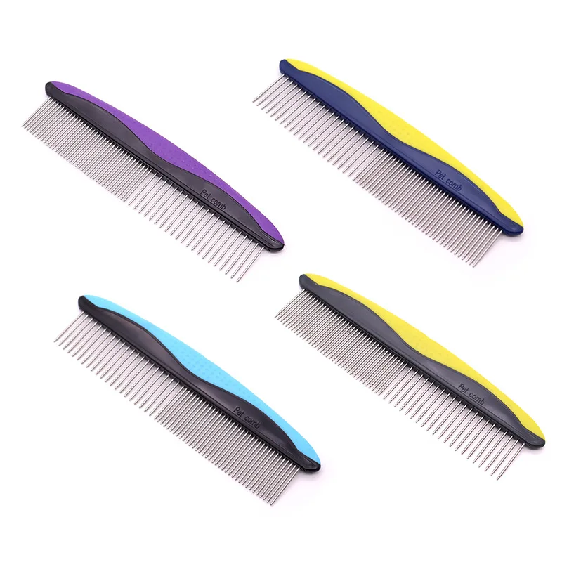 TPR Stainless Steel Beauty Hair Removal Straight Comb Pet Comb Cleaning Beauty Pet Cleaning Products for Dogs and Cats