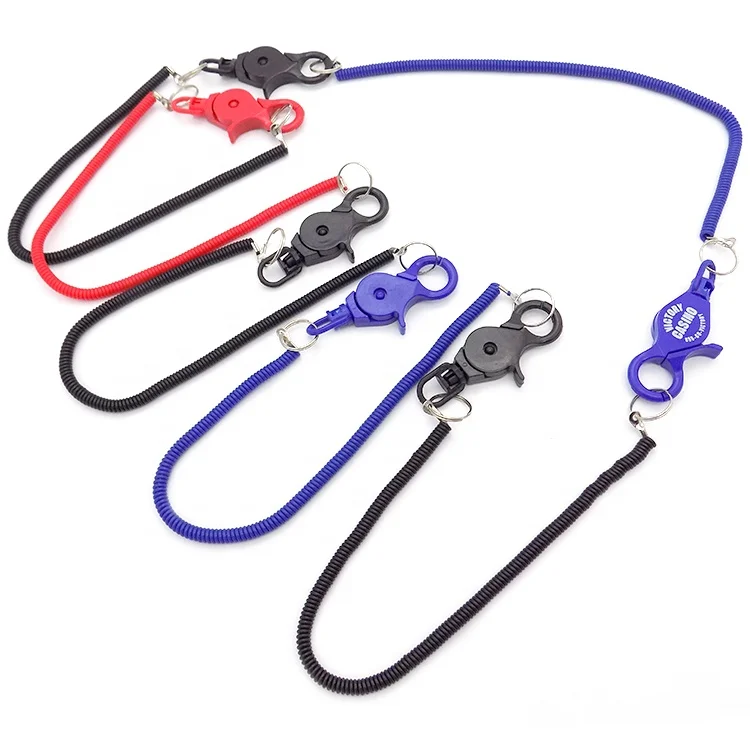 Supplier 3.0mm Black Keychain Lanyard Spring Rope PVC Coated Fishing Plastic Coiled Cord