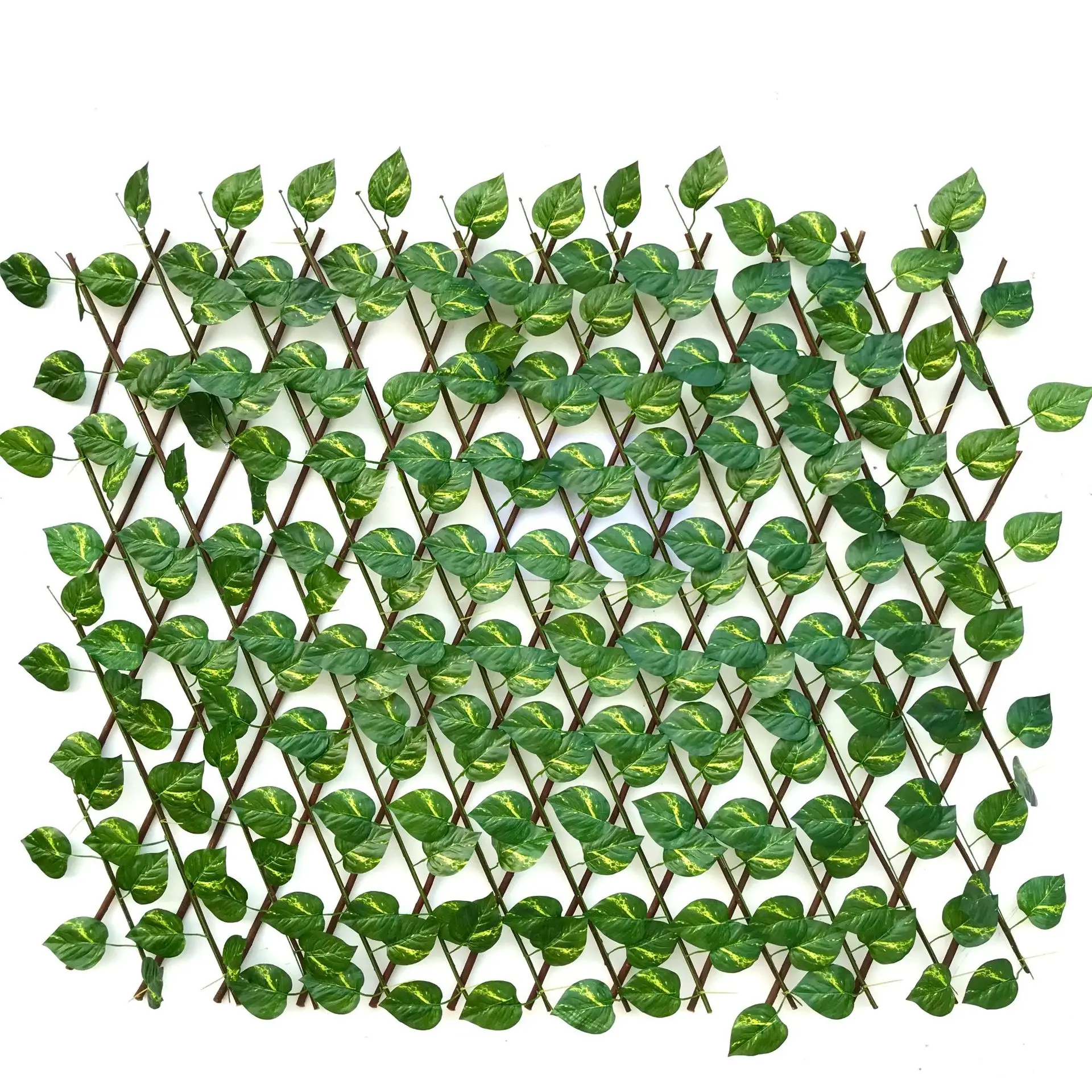EG-G221 Artificial Garden Screening Trellis Expanding Wooden Willow Fence Ivy Plant Leaves