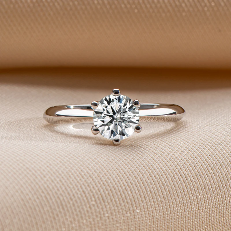 Custom 0.5CT 1CT 2CT 3CT vvs D 925 Sterling Silver Solitaire Moissanite Wedding Engagement Ring For Women with gra certificate