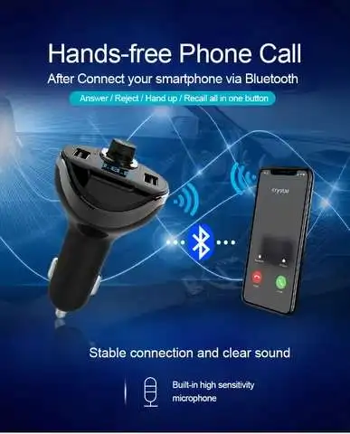 Новинка T20 Bluetooth MP3-плеер USB зарядное устройство FM-передатчик громкой связи